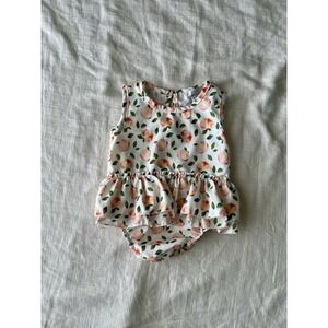 Bailey's Blossoms Peach Print Romper Baby Girl 6-9M Cute Summer Ruffles Cool
